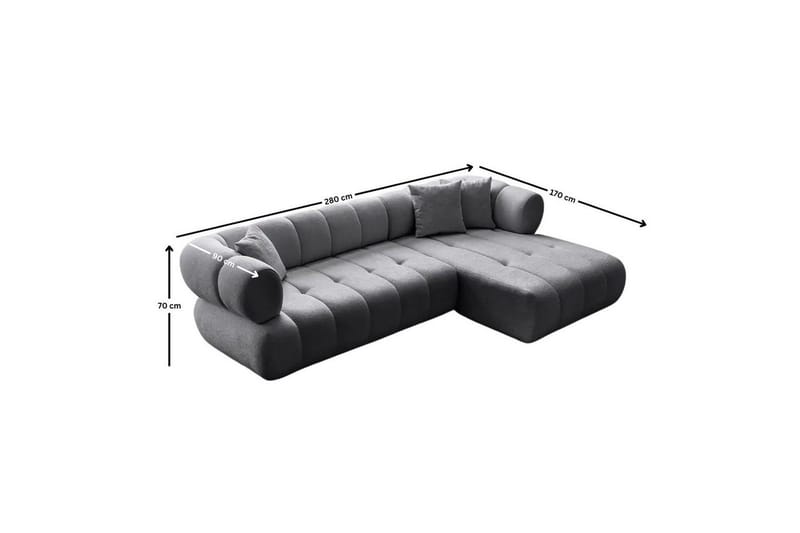 Mississauga Sofa med divan 3-seter - Mørkgrå - Møbler - Sofaer - Sofaer med sjeselong - 3 seters sofa med divan