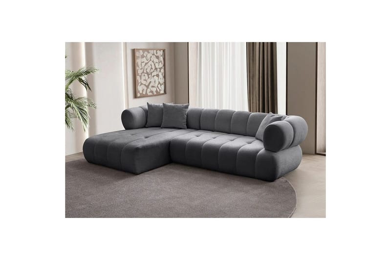 Mississauga Sofa med divan 3-seter - Mørkgrå - Møbler - Sofaer - Sofaer med sjeselong - 3 seters sofa med divan