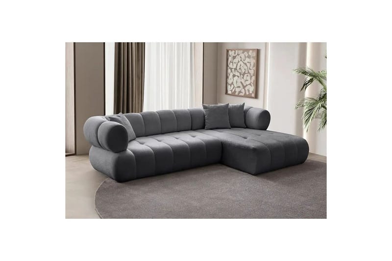 Mississauga Sofa med divan 3-seter - Mørkgrå - Møbler - Sofaer - Sofaer med sjeselong - 3 seters sofa med divan
