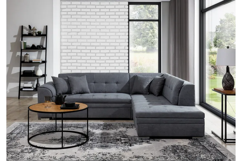 Moclino Sofa med Sjeselong Høyre - Grå - Møbler - Sofaer - Sofaer med sjeselong