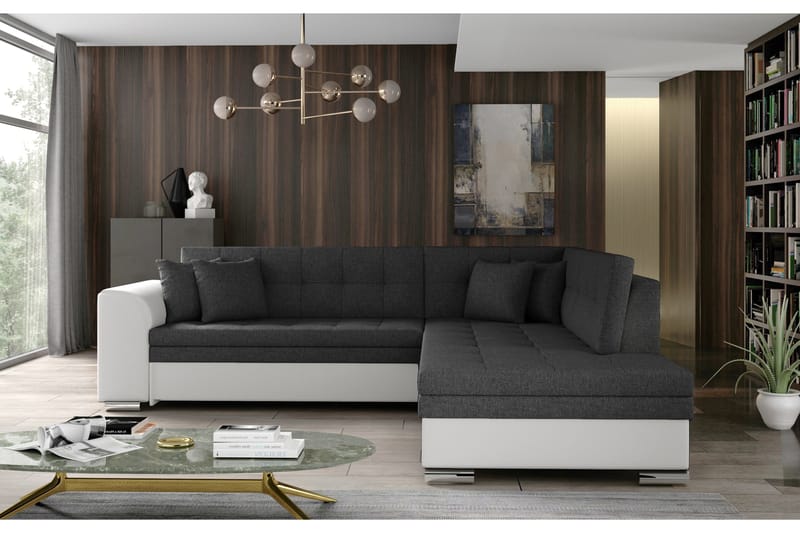 Moclino Sofa med Sjeselong Høyre, Grå/Hvit