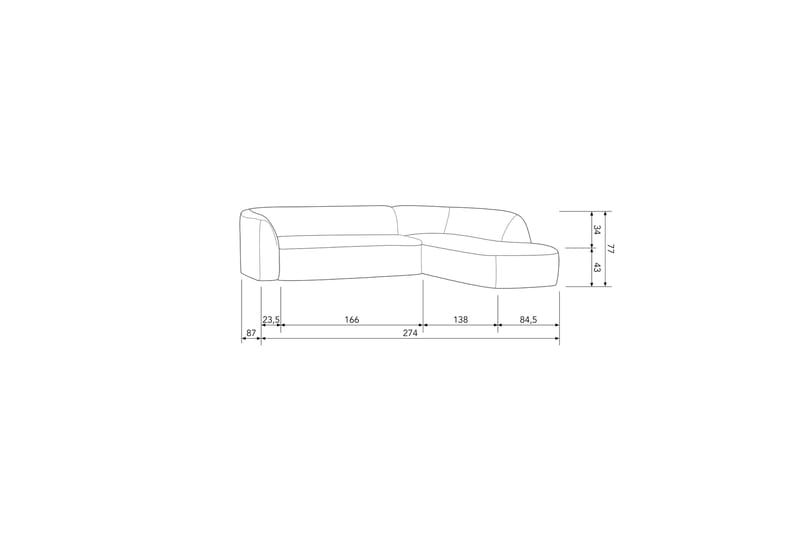 Mooli Sofa med Sjeselong 3-seter - Naturmelange - Møbler - Sofaer - Sofaer med sjeselong - 3 seters sofa med divan