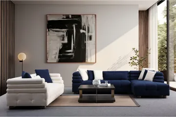 Namarta 4-seters Sofa med Divan - Mørkeblå - Møbler - Sofaer - Sofaer med sjeselong - 4 seters sofa med divan