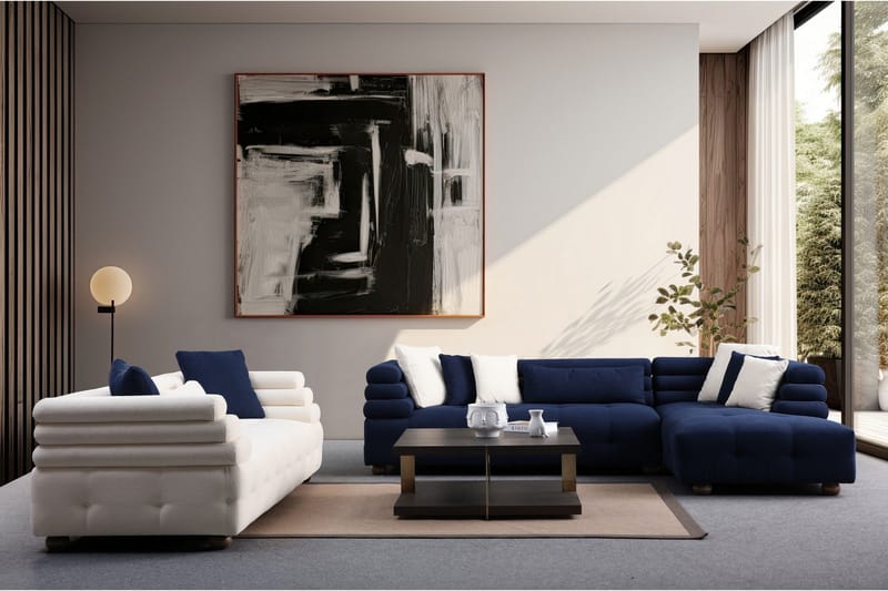 Namarta 4-seters Sofa med Divan - Mørkeblå - Møbler - Sofaer - Sofaer med sjeselong - 4 seters sofa med divan