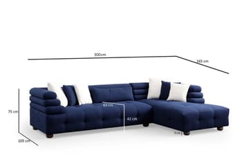 Namarta 4-seters Sofa med Divan - Mørkeblå - Møbler - Sofaer - Sofaer med sjeselong - 4 seters sofa med divan