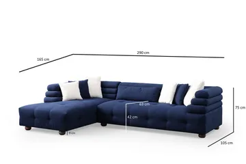 Namarta 4-seters Sofa med Divan - Mørkeblå - Møbler - Sofaer - Sofaer med sjeselong - 4 seters sofa med divan