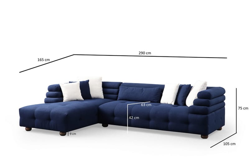 Namarta 4-seters Sofa med Divan - Mørkeblå - Møbler - Sofaer - Sofaer med sjeselong - 4 seters sofa med divan