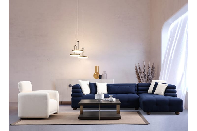 Namarta 4-seters Sofa med Divan - Mørkeblå - Møbler - Sofaer - Sofaer med sjeselong - 4 seters sofa med divan