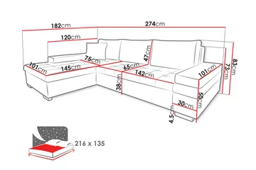 Naoma Sofa med Sjeselong 3-seter - Hvit/Lys grå - Møbler - Sofaer - Sofaer med sjeselong - 3 seters sofa med divan
