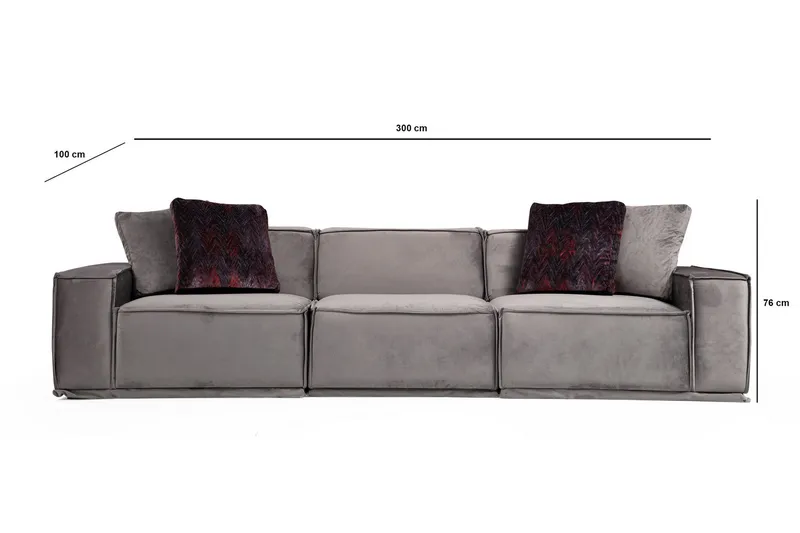 Nightcap Sofa m. Divan 3-seters - Grå - Møbler - Sofaer - Fløyelssofaer