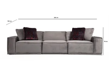 Nightcap Sofa m. Divan 3-seters - Grå - Møbler - Sofaer - Fløyelssofaer