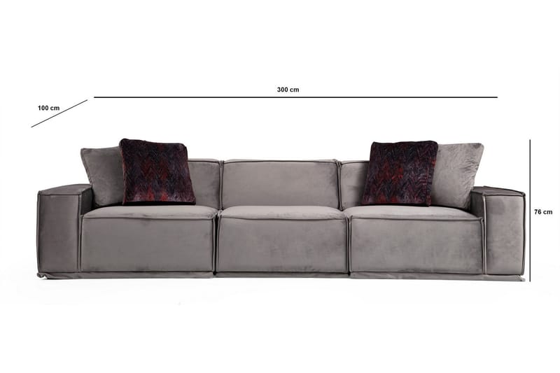 Nightcap Sofa m. Divan 3-seters - Grå - Møbler - Sofaer - Fløyelssofaer