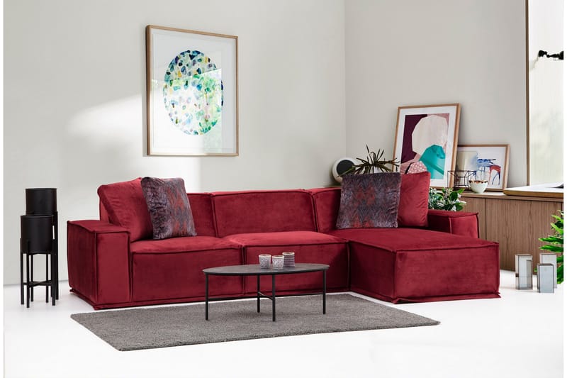 Nightcap Sofa m. Divan 4-seters - Burgundy - Møbler - Sofaer - Sofaer med sjeselong - 4 seters sofa med divan