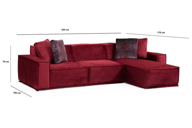 Nightcap Sofa m. Divan 4-seters - Burgundy - Møbler - Sofaer - Sofaer med sjeselong - 4 seters sofa med divan