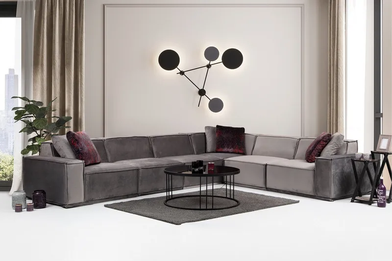 Nightcap Sofa m. Divan 6-seters - Grå - Møbler - Sofaer - Fløyelssofaer