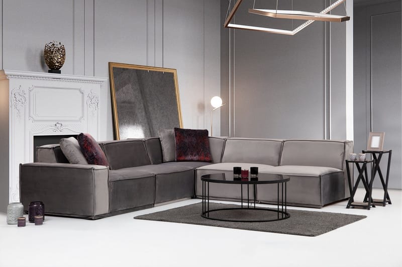 Nightcap Sofa m. Divan 6-seters - Grå - Møbler - Sofaer - Fløyelssofaer