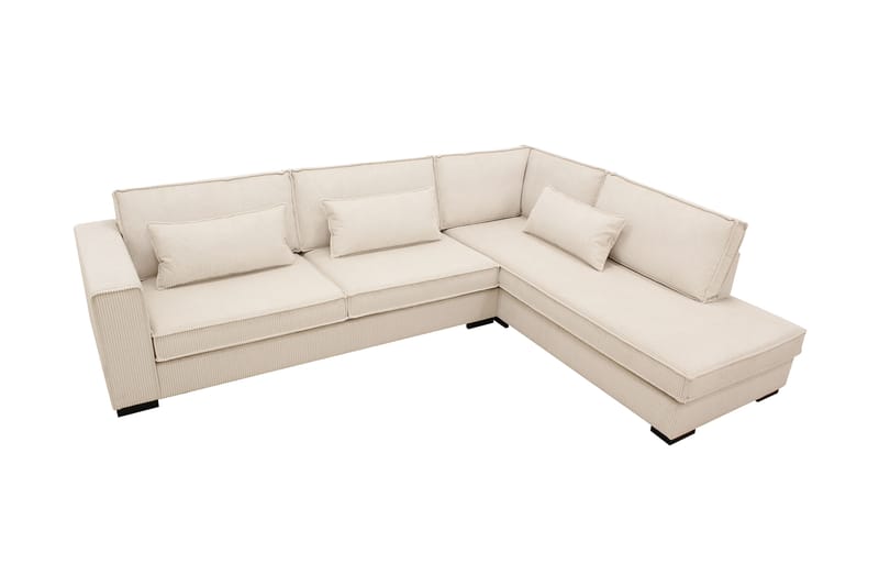 Nova 4-seters Høyrevendt L-formet Sjeselongsofa i Manchester - Beige - Møbler - Sofaer - Sofaer med sjeselong - 4 seters sofa med divan