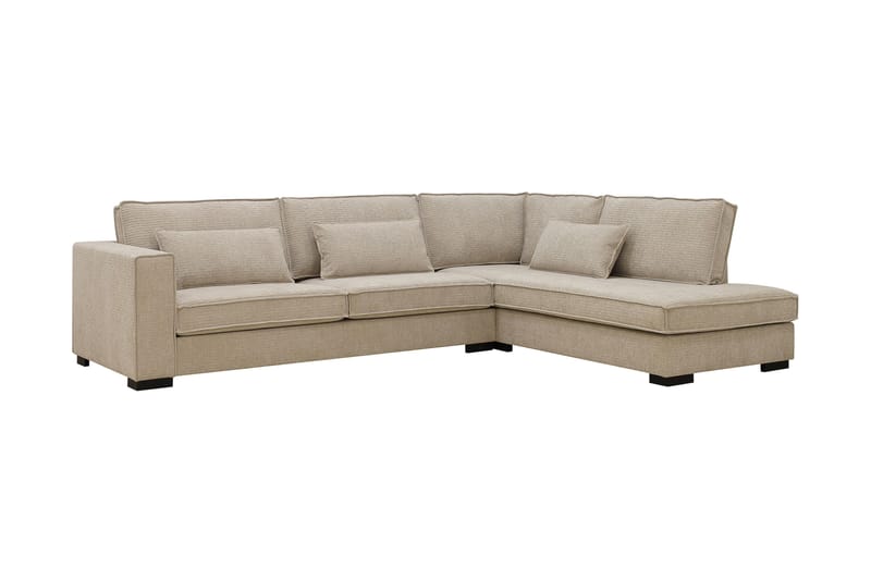 Nova 4-seters Høyrevendt L-formet Sjeselongsofa i Manchester - Beige - Møbler - Sofaer - Sofaer med sjeselong - 4 seters sofa med divan