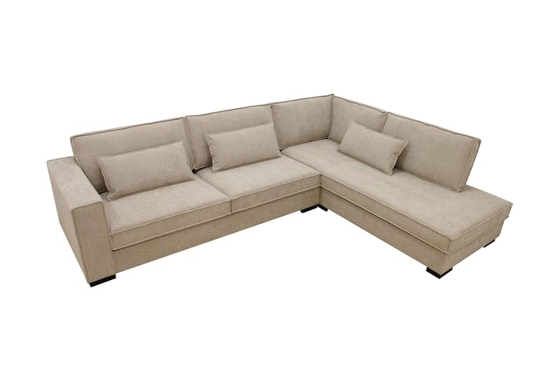 Nova 4-seters Høyrevendt L-formet Sjeselongsofa i Manchester - Beige - Møbler - Sofaer - Sofaer med sjeselong - 4 seters sofa med divan