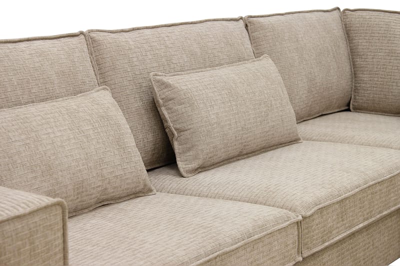 Nova 4-seters Høyrevendt L-formet Sjeselongsofa i Manchester - Beige - Møbler - Sofaer - Sofaer med sjeselong - 4 seters sofa med divan