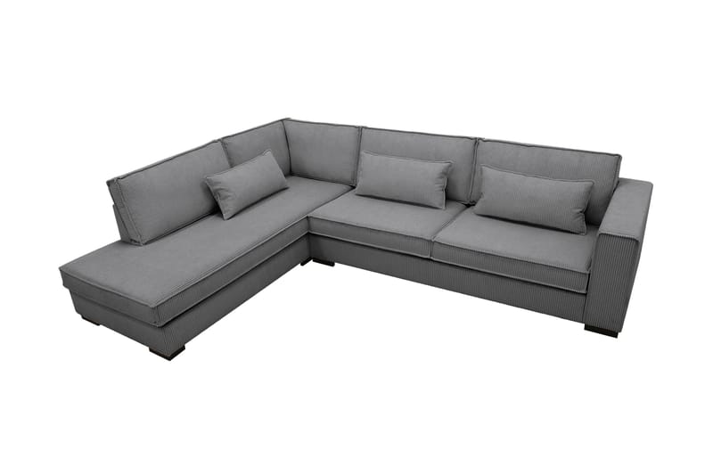 Nova 4-seters Venstrevendt L-formet Sjeselongsofa i Manchester - Mørk grå - Møbler - Sofaer - Sofaer med sjeselong - 4 seters sofa med divan