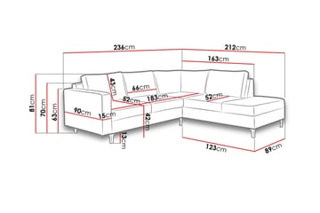 Oberting 3-seters Hjørnesofa - Svart - Møbler - Sofaer - Sofaer med sjeselong - 3 seters sofa med divan