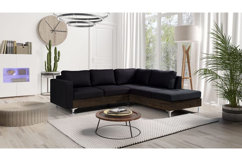 Oberting 3-seters Hjørnesofa - Svart - Møbler - Sofaer - Sofaer med sjeselong - 3 seters sofa med divan