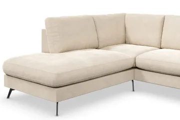 Ocean Lyx 4-seter Venstrevendt L-formet Sjeselongsofa i Fløyel - Beige - Møbler - Sofaer - Sofaer med sjeselong - 4 seters sofa med divan