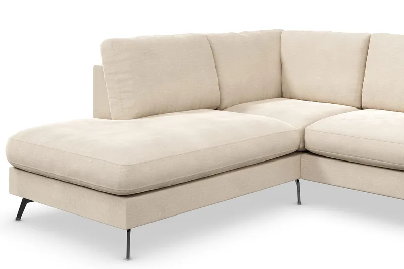Ocean Lyx 4-seter Venstrevendt L-formet Sjeselongsofa i Fløyel - Beige - Møbler - Sofaer - Sofaer med sjeselong - 4 seters sofa med divan