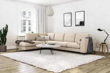 Ocean Lyx 4-seter Venstrevendt L-formet Sjeselongsofa i Fløyel - Beige - Møbler - Sofaer - Sofaer med sjeselong - 4 seters sofa med divan