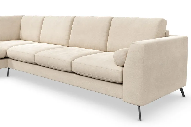 Ocean Lyx 4-seter Venstrevendt L-formet Sjeselongsofa i Fløyel - Beige - Møbler - Sofaer - Sofaer med sjeselong - 4 seters sofa med divan
