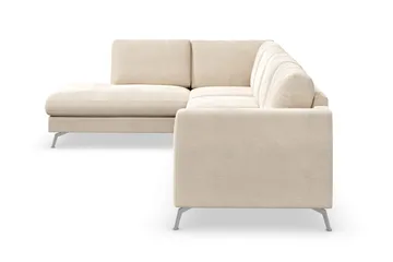 Ocean Lyx 4-seter Venstrevendt L-formet Sjeselongsofa i Fløyel - Beige - Møbler - Sofaer - Sofaer med sjeselong - 4 seters sofa med divan