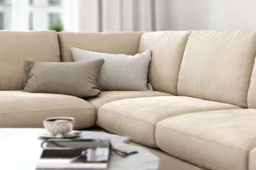 Ocean Lyx 4-seter Venstrevendt L-formet Sjeselongsofa i Fløyel - Beige - Møbler - Sofaer - Sofaer med sjeselong - 4 seters sofa med divan