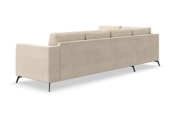 Ocean Lyx 4-seter Venstrevendt L-formet Sjeselongsofa i Fløyel - Beige - Møbler - Sofaer - Sofaer med sjeselong - 4 seters sofa med divan