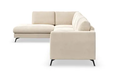 Ocean Lyx 4-seter Venstrevendt L-formet Sjeselongsofa i Fløyel - Beige - Møbler - Sofaer - Sofaer med sjeselong - 4 seters sofa med divan
