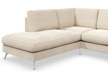 Ocean Lyx 4-seter Venstrevendt L-formet Sjeselongsofa i Fløyel - Beige - Møbler - Sofaer - Sofaer med sjeselong - 4 seters sofa med divan