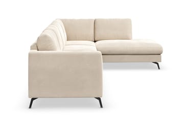 Ocean Lyx 4-seters Høyrevendt L-formet Sjeselongsofa i Fløyel - Beige - Møbler - Sofaer - Sofaer med sjeselong - 4 seters sofa med divan