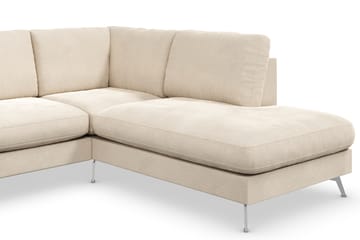 Ocean Lyx 4-seters Høyrevendt L-formet Sjeselongsofa i Fløyel - Beige - Møbler - Sofaer - Sofaer med sjeselong - 4 seters sofa med divan