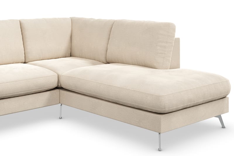 Ocean Lyx 4-seters Høyrevendt L-formet Sjeselongsofa i Fløyel - Beige - Møbler - Sofaer - Sofaer med sjeselong - 4 seters sofa med divan