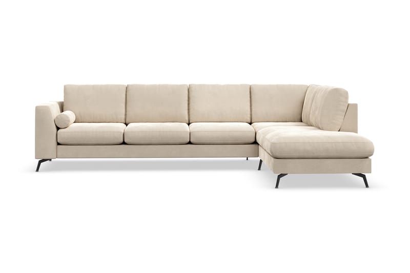 Ocean Lyx 4-seters Høyrevendt L-formet Sjeselongsofa i Fløyel - Beige - Møbler - Sofaer - Sofaer med sjeselong - 4 seters sofa med divan