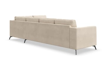 Ocean Lyx 4-seters Høyrevendt L-formet Sjeselongsofa i Fløyel - Beige - Møbler - Sofaer - Sofaer med sjeselong - 4 seters sofa med divan