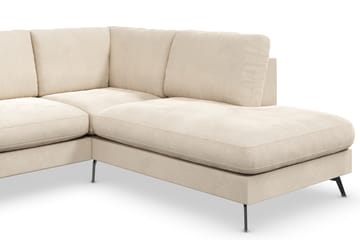 Ocean Lyx 4-seters Høyrevendt L-formet Sjeselongsofa i Fløyel - Beige - Møbler - Sofaer - Sofaer med sjeselong - 4 seters sofa med divan