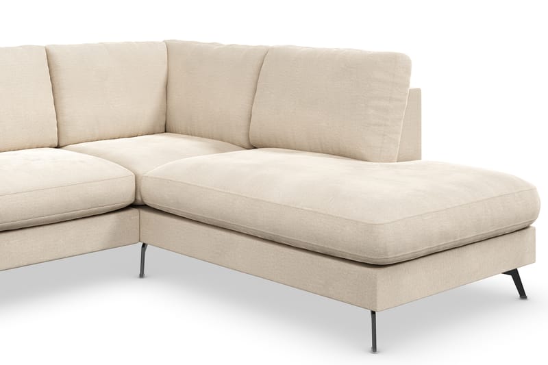 Ocean Lyx 4-seters Høyrevendt L-formet Sjeselongsofa i Fløyel - Beige - Møbler - Sofaer - Sofaer med sjeselong - 4 seters sofa med divan
