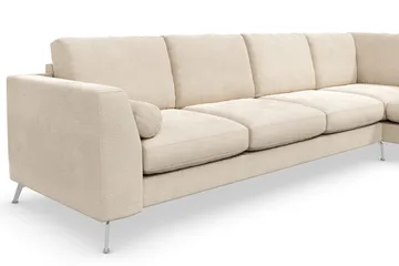 Ocean Lyx 4-seters Høyrevendt L-formet Sjeselongsofa i Fløyel - Beige - Møbler - Sofaer - Sofaer med sjeselong - 4 seters sofa med divan