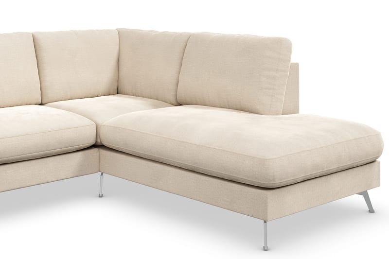 Ocean Lyx 4-seters Høyrevendt L-formet Sjeselongsofa i Fløyel - Beige - Møbler - Sofaer - Sofaer med sjeselong - 4 seters sofa med divan