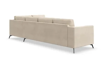 Ocean Lyx 4-seters Høyrevendt L-formet Sjeselongsofa i Fløyel - Beige - Møbler - Sofaer - Sofaer med sjeselong - 4 seters sofa med divan