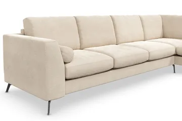 Ocean Lyx 4-seters Høyrevendt L-formet Sjeselongsofa i Fløyel - Beige - Møbler - Sofaer - Sofaer med sjeselong - 4 seters sofa med divan