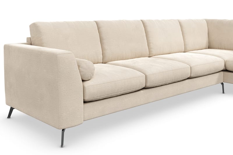 Ocean Lyx 4-seters Høyrevendt L-formet Sjeselongsofa i Fløyel - Beige - Møbler - Sofaer - Sofaer med sjeselong - 4 seters sofa med divan