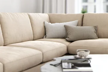 Ocean Lyx 4-seters Høyrevendt L-formet Sjeselongsofa i Fløyel - Beige - Møbler - Sofaer - Sofaer med sjeselong - 4 seters sofa med divan