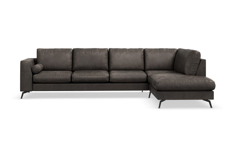 Ocean Lyx 4-seters Høyrevendt L-formet Sjeselongsofa i Kunstlær - Mørk grå - Møbler - Sofaer - Sofaer med sjeselong - 4 seters sofa med divan